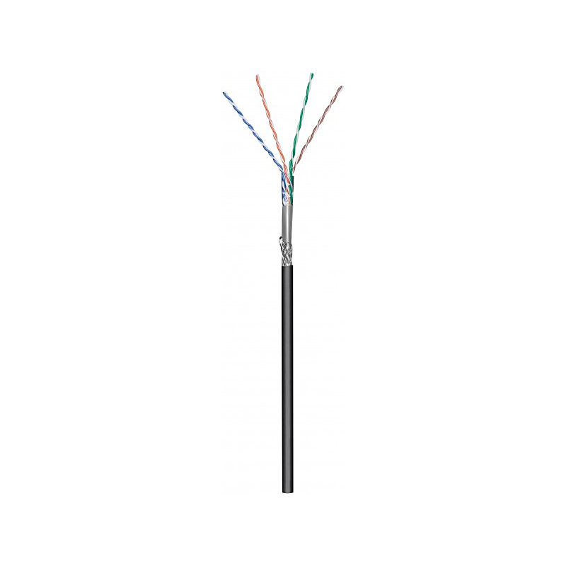 Cable CAT6 SF/UTP de 305 m para exteriores en carrete, rígido, negro, CCA