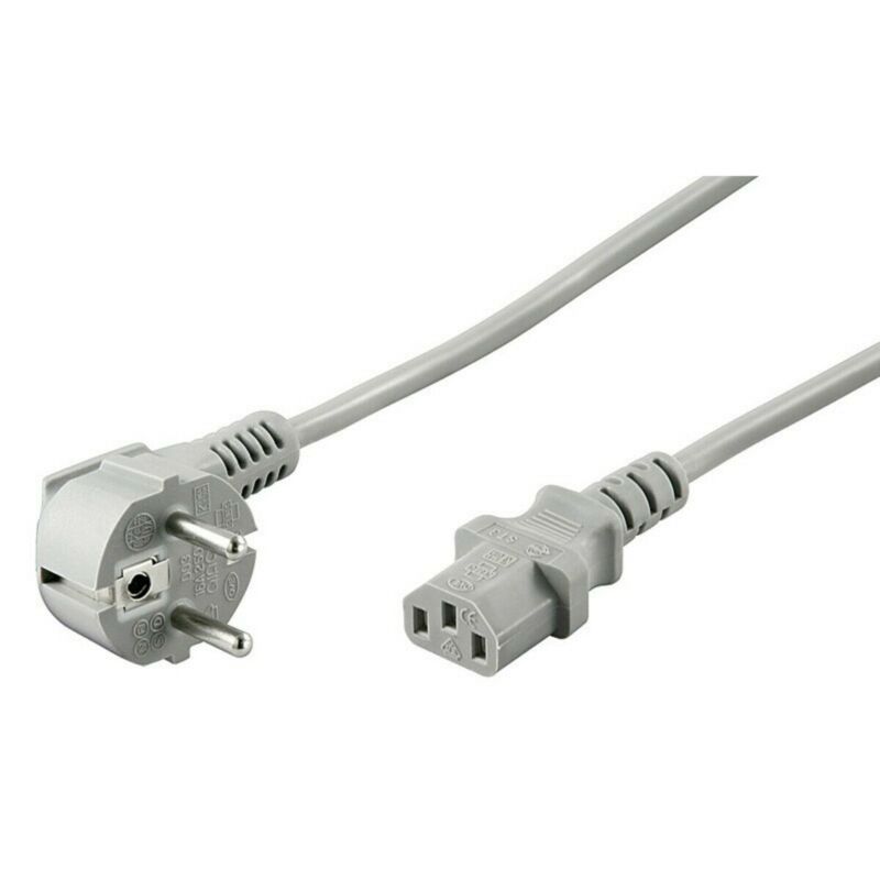 Cable de alimentación Schuko en ángulo a C13 de 2 m, gris