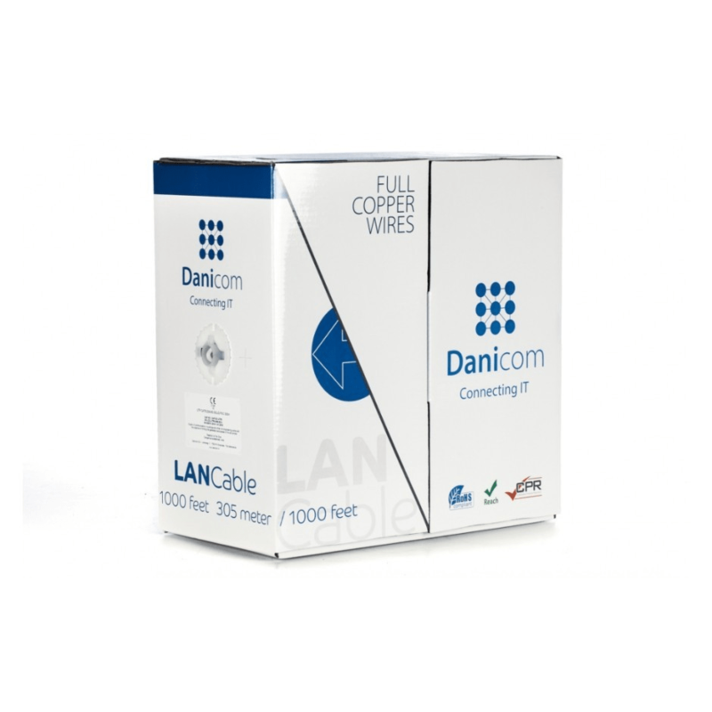 Cable DANICOM CAT6 100% UTP de cobre de 305 m en rollo rígido - LSZH (Cca)