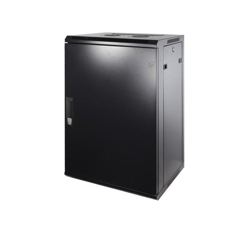 Armario de pared de 18U con puerta metálica de 600x600x900 mm (ancho x profundidad x alto)