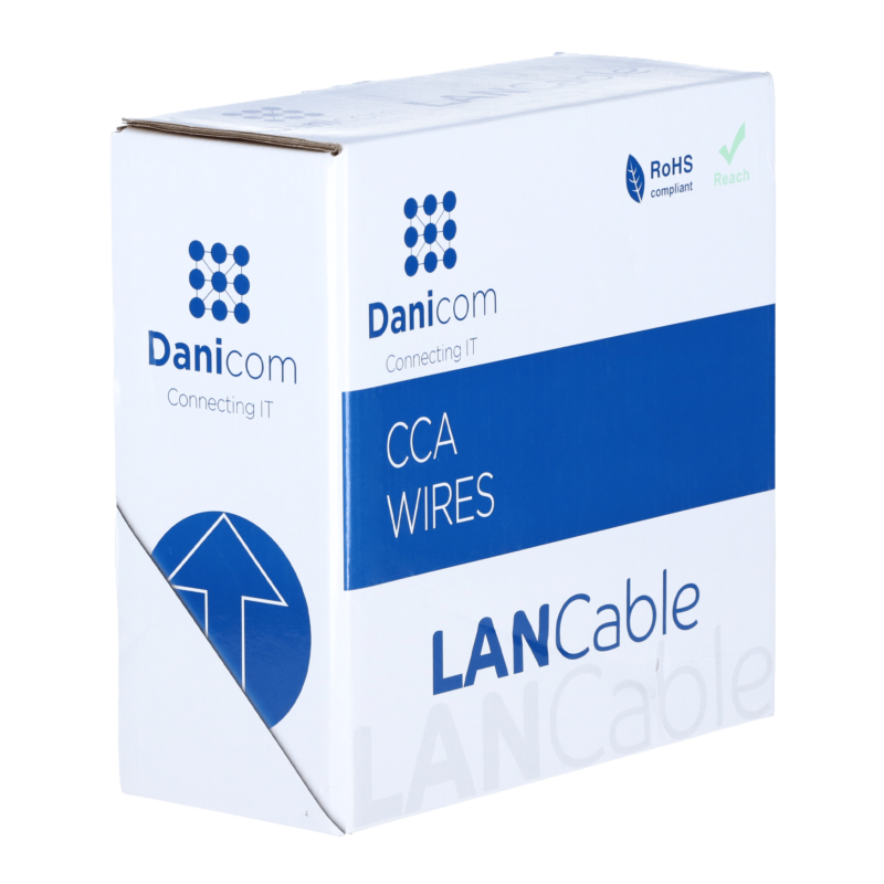 Cable CAT5e U/UTP de 50 m en carrete, rígido, gris, CCA