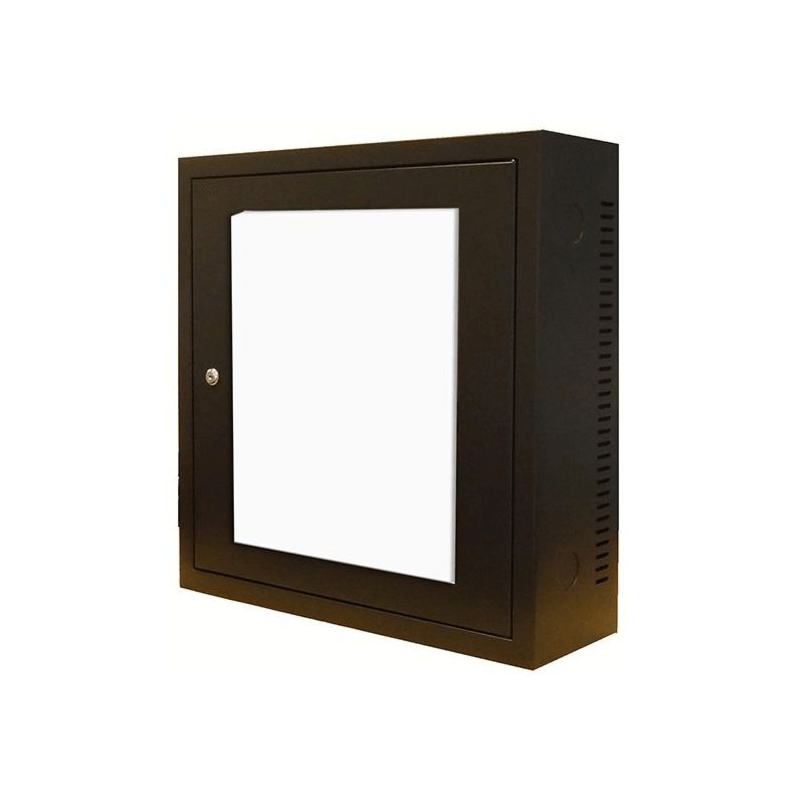 Armario de pared 3U con puerta de cristal de 185 mm de profundidad.