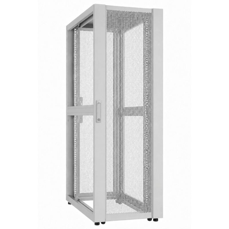 Armario para servidores de centro de datos de 42U con puerta perforada, 600 x 1200 x 2000 mm (ancho x profundidad x alto), color gris.