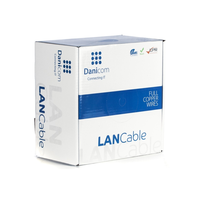 DANICOM CAT6A S/FTP 100m cable en rollo rígido - LSZH (Dca)