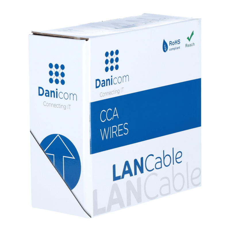 Cable CAT5e U/UTP de 100 m en carrete, rígido, gris, CCA
