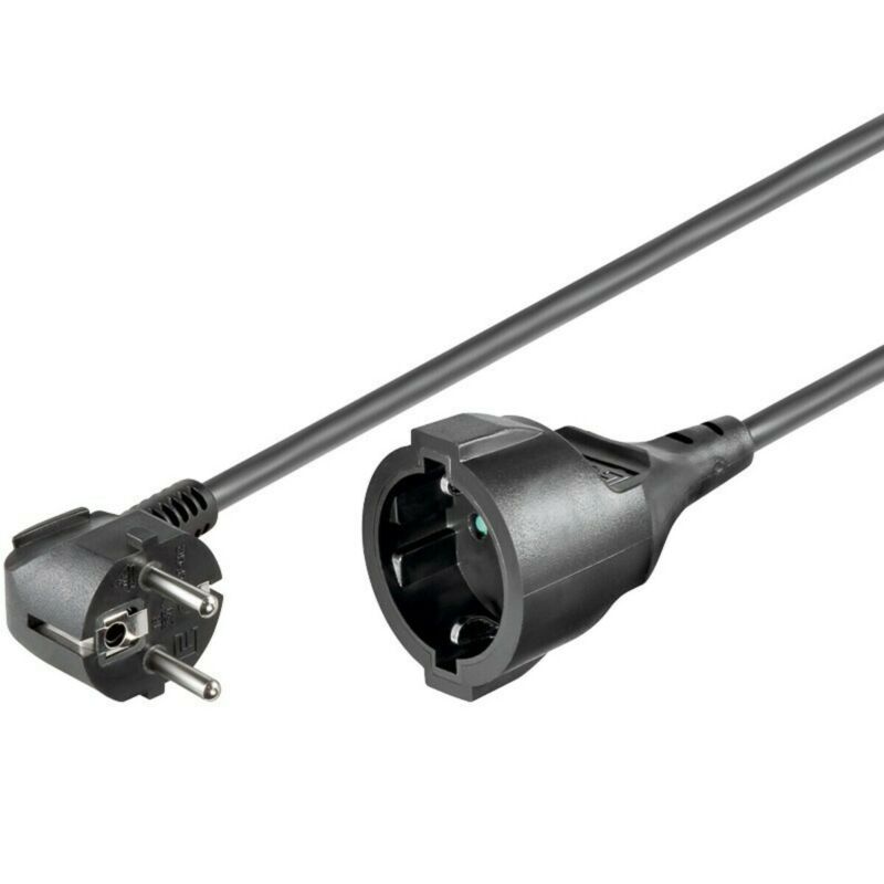 Cable de extensión Schuko de 2 m, color negro