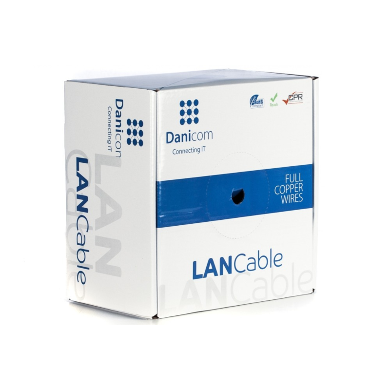 Cable rígido DANICOM CAT6A U/UTP de 100 m en rollo - LSZH (Dca)