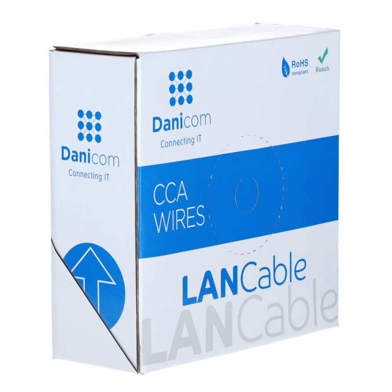 Cable CAT6 SF/UTP de 100 m en carrete, rígido, gris, CCA