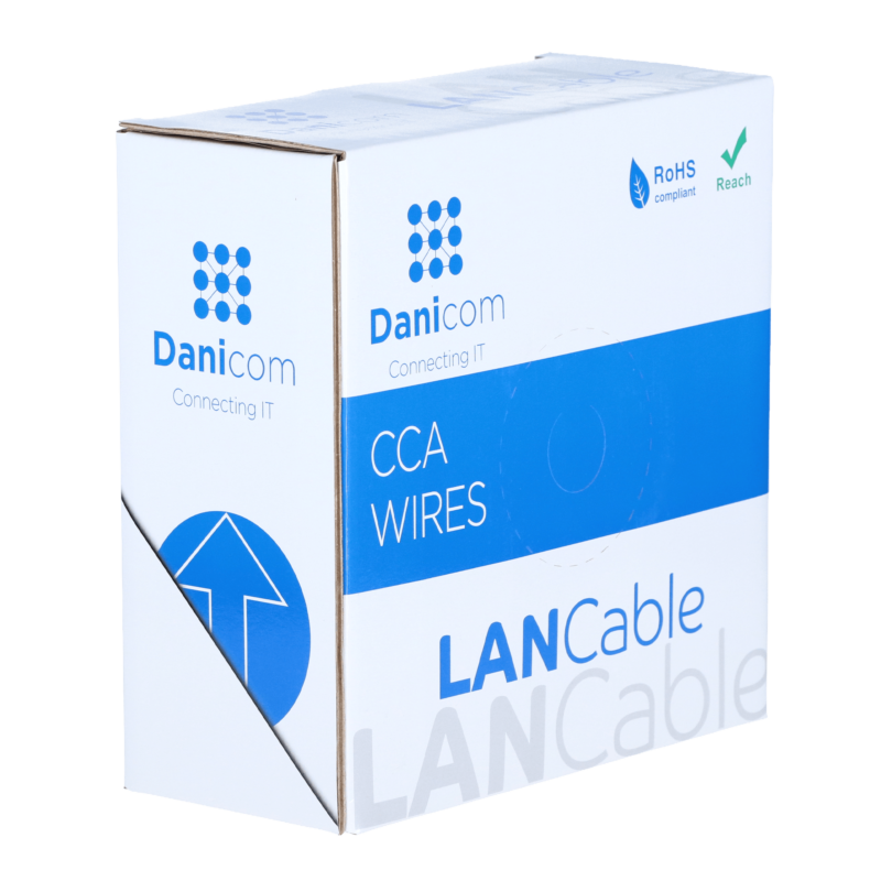 Cable CAT6 SF/UTP de 50 m en bobina, flexible, gris, CCA