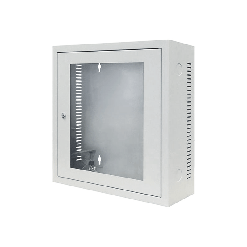 Armario de pared 3U blanco con puerta de cristal de 185 mm de profundidad.