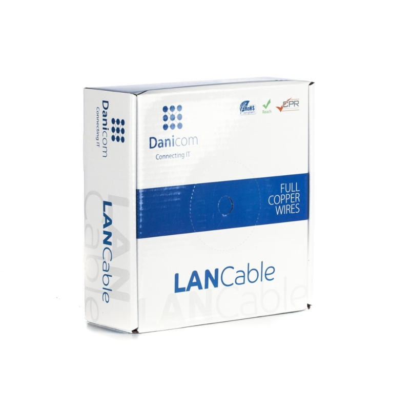 Cable rígido DANICOM CAT6A U/UTP de 50 m en rollo - LSZH (Dca)