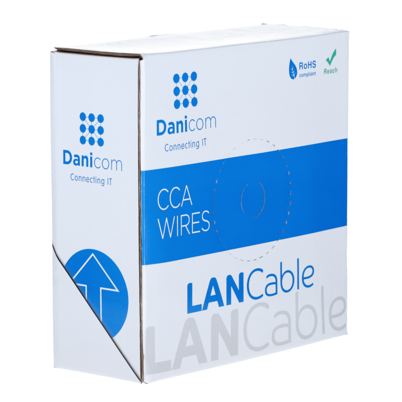 Cable CAT6 SF/UTP de 100 m en carrete, flexible, gris, CCA