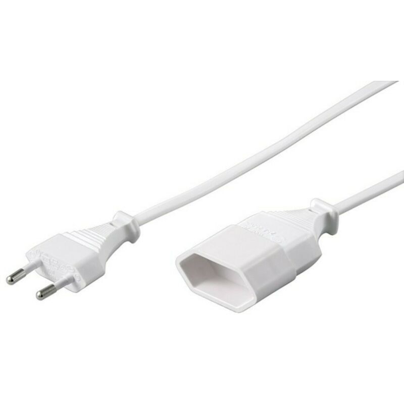 Cable de extensión de alimentación con enchufe europeo, 2 m, blanco