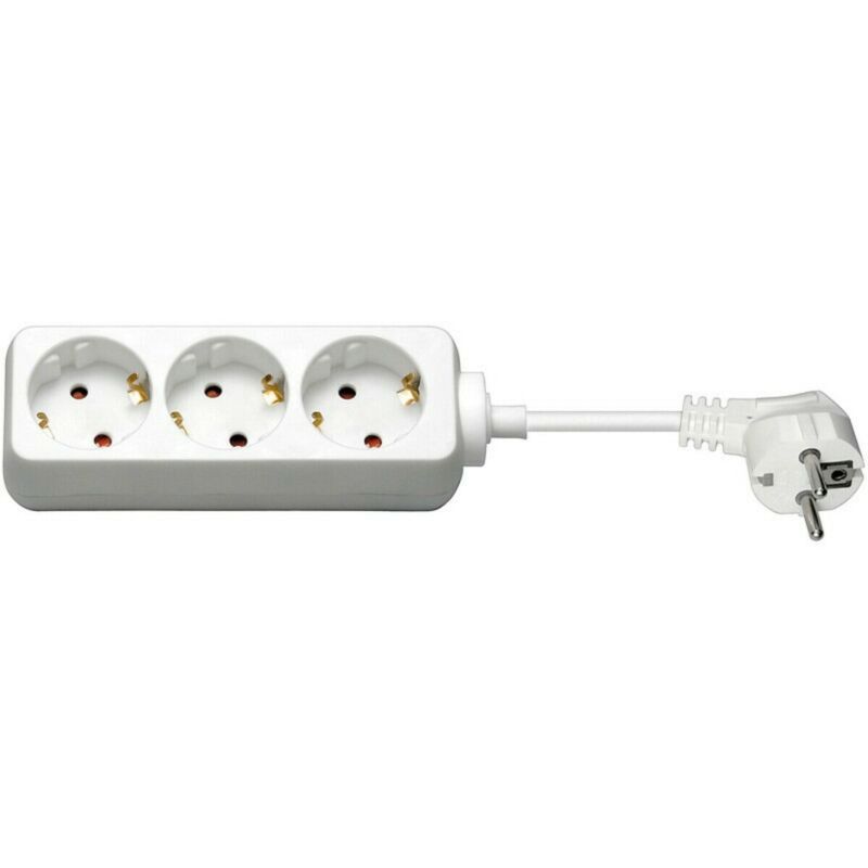 Regleta de enchufes de 3 vías de 3 m, color blanco