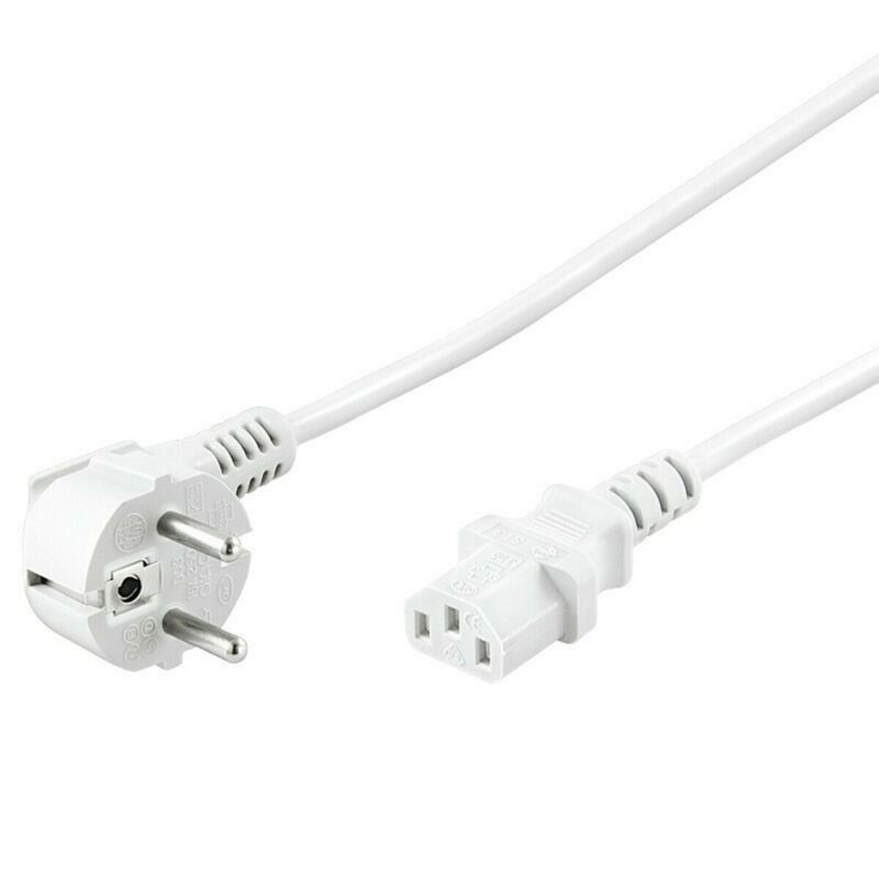 Cable de alimentación en ángulo recto Schuko a C13 de 5 m, blanco