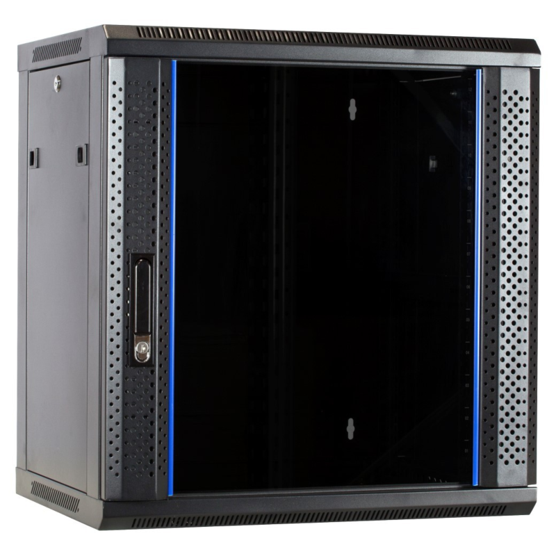 Armario de pared de 12U sin montar con puerta de cristal 600x450x635 mm (Ancho x Profundidad x Alto)