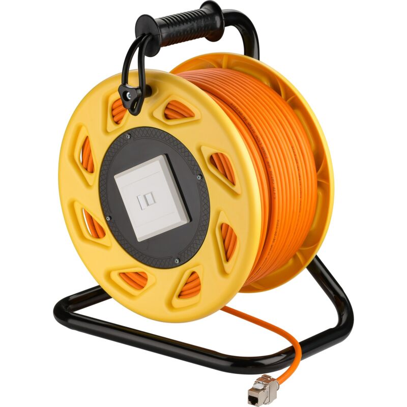 Carrete de cable CAT7 S/FTP con conector Keystone CAT6a - RJ45 - 90 metros