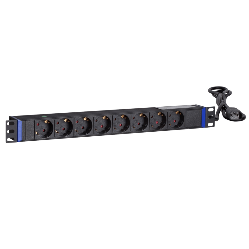 Regleta de 8 tomas de corriente de 19 pulgadas con enchufe C14