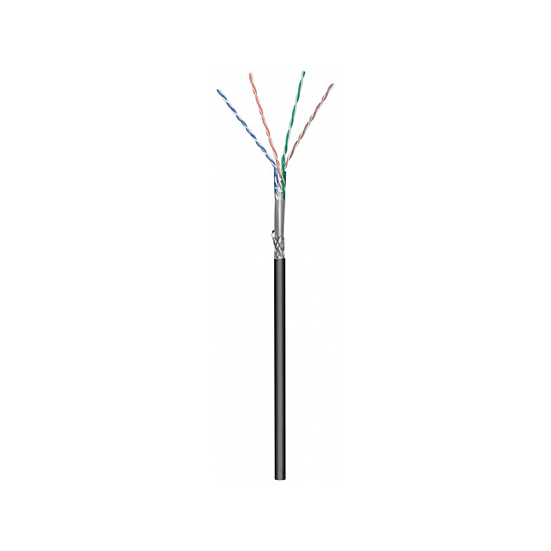 Cable CAT6 SF/UTP de 50 m para exteriores en carrete, flexible, negro, CCA