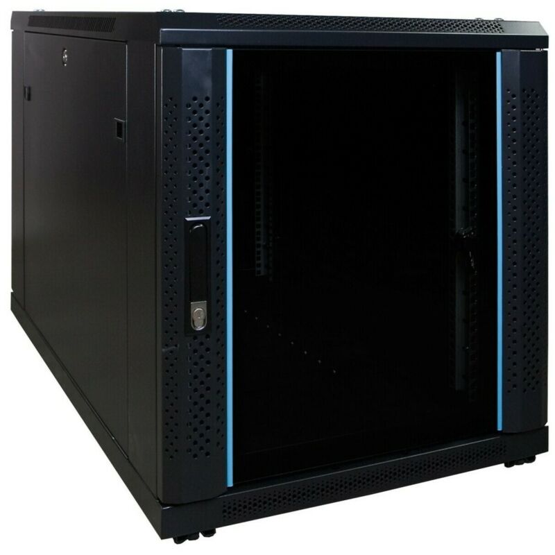 Armario para miniservidor de 12U con puerta de cristal, 600x1000x720 mm (ancho x profundidad x alto).