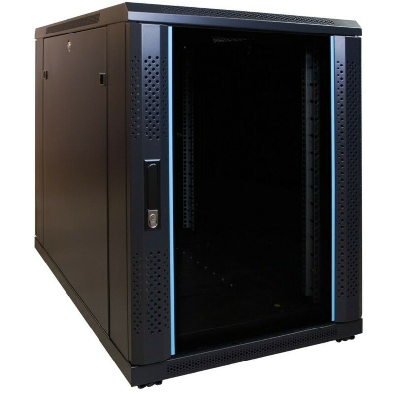 Armario para miniservidor de 15U con puerta de cristal, 600x1000x860 mm (ancho x profundidad x alto).