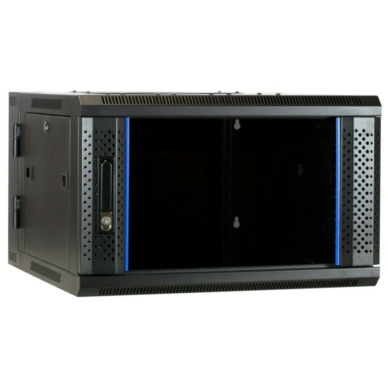Armario de pared 6U (inclinable) con puerta de cristal de 600x600x368 mm (ancho x profundidad x alto)