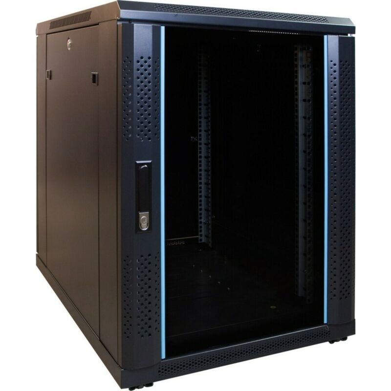 Armario para miniservidor de 15U con puerta de cristal, 600x600x860 mm (ancho x profundidad x alto).