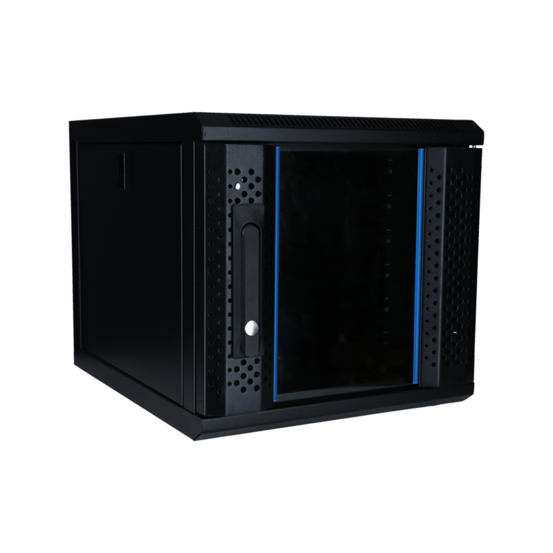 Armario para servidores de 10 pulgadas y 6U con puerta de cristal, 370 x 450 x 370 mm (ancho x profundidad x alto).