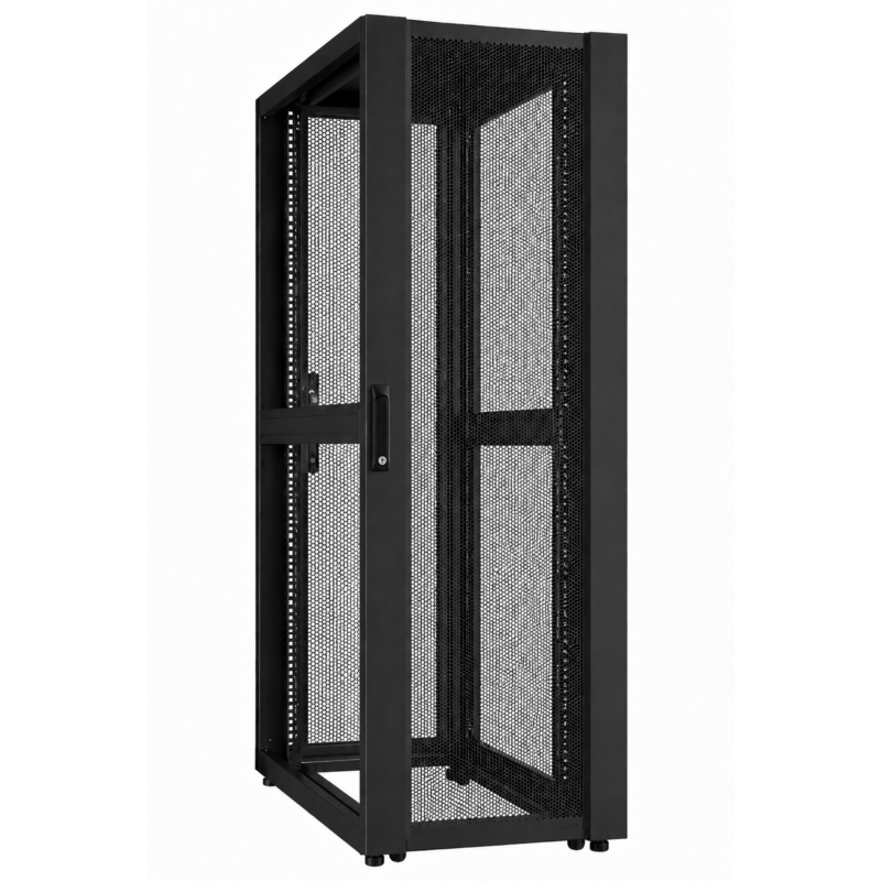 Armario para servidores de centro de datos de 52U con puerta perforada de 600x1000x2400 mm (ancho x profundidad x alto).