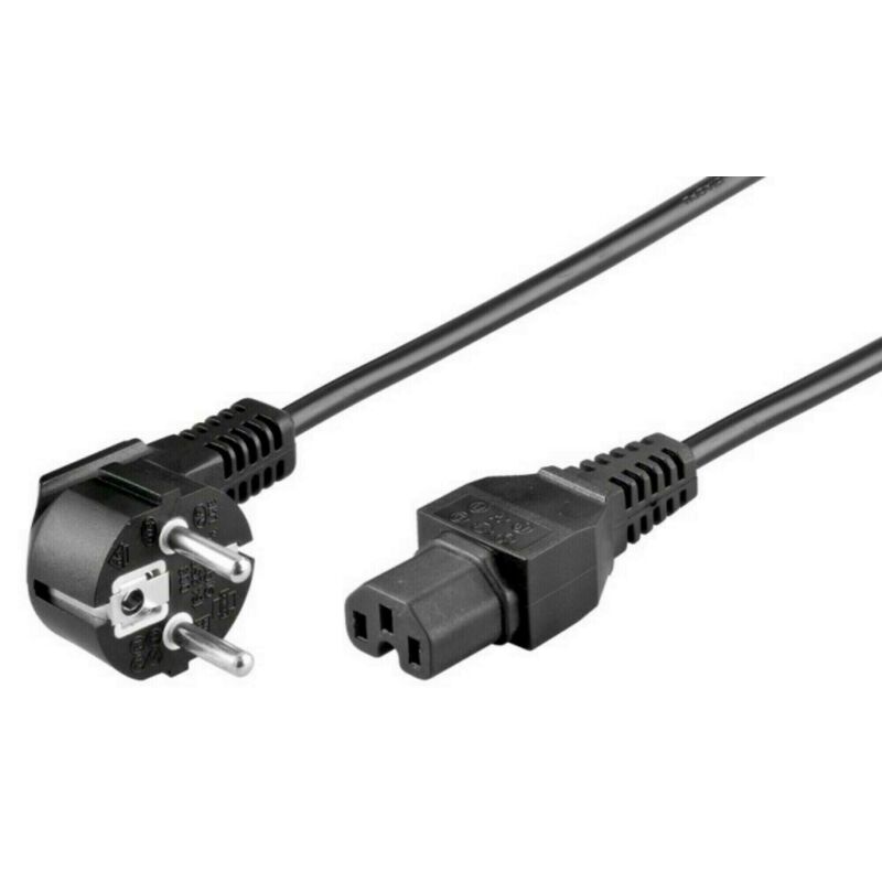 Cable de alimentación en ángulo recto Schuko a C15 de 2 m, negro