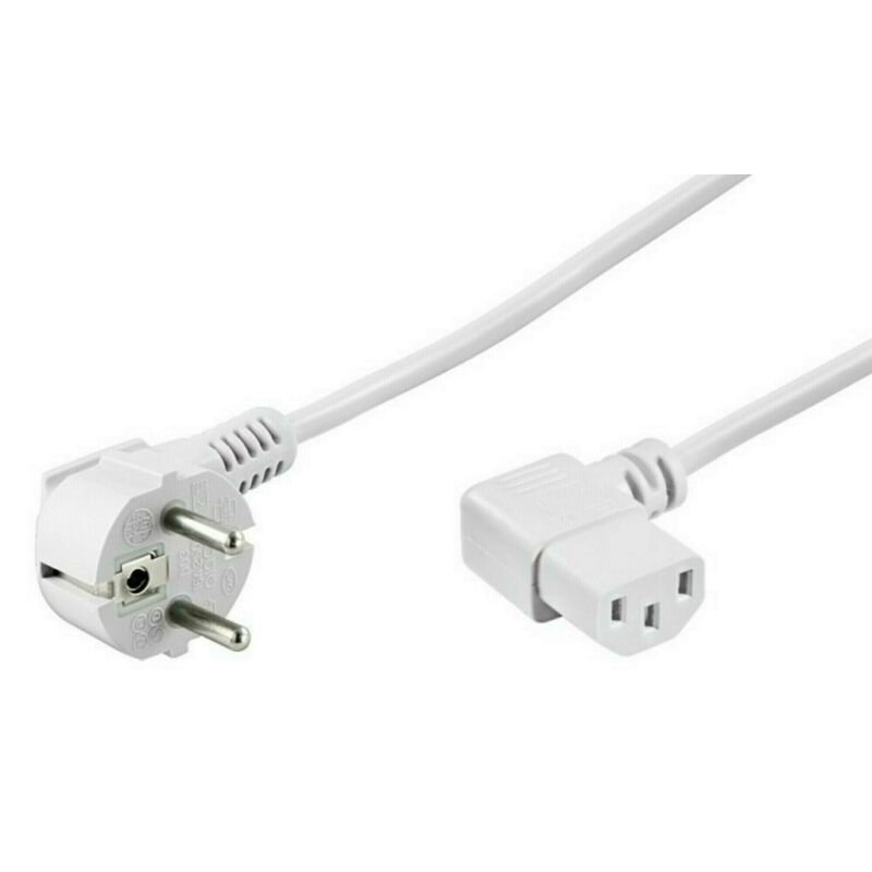 Cable de alimentación Schuko en ángulo a C13 en ángulo de 3 m blanco