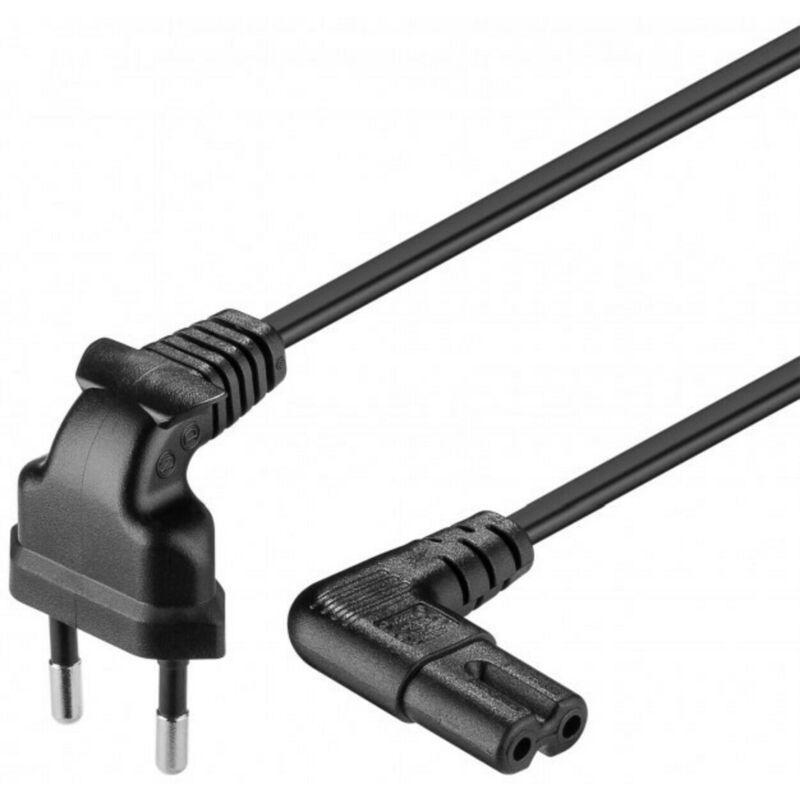 Cable de alimentación con enchufe europeo en ángulo a C7, 3 m, negro
