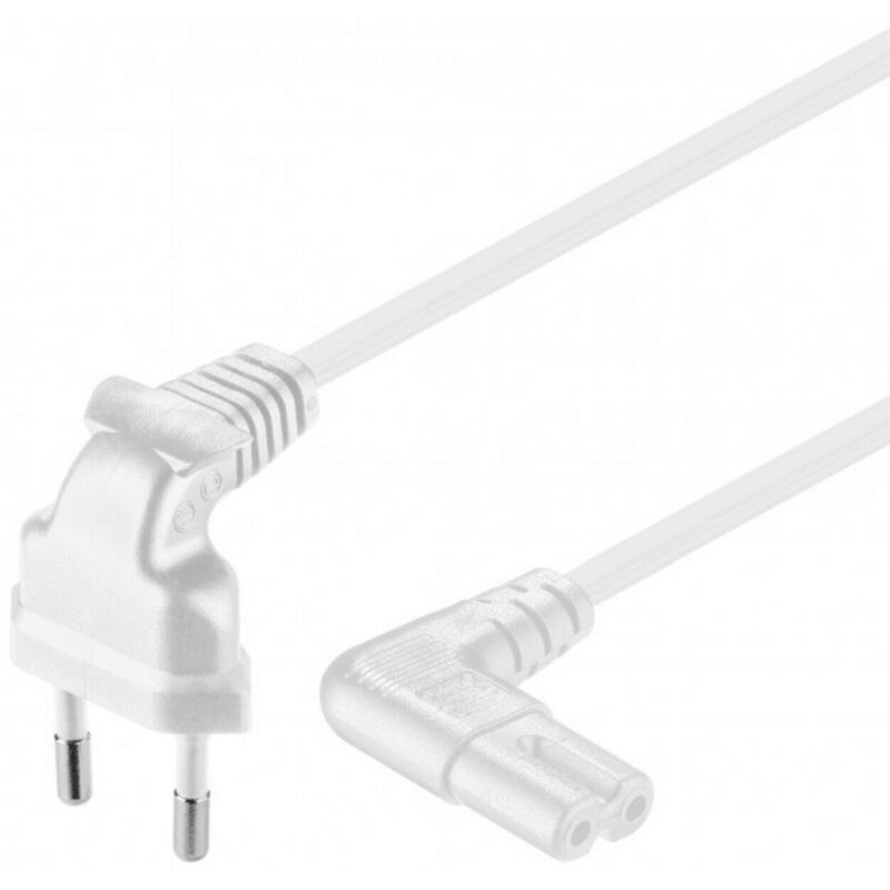 Cable de alimentación con enchufe europeo en ángulo a C7, 3 m, blanco