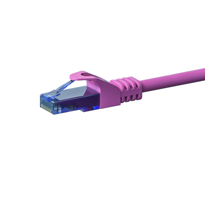 Cable de conexión UTP CAT6a de 20 m, color rosa - 100 % cobre