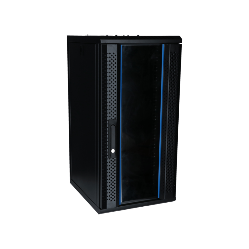 Armario para servidores de 10 pulgadas y 15U con puerta de cristal, 370 x 450 x 752 mm (ancho x profundidad x alto).