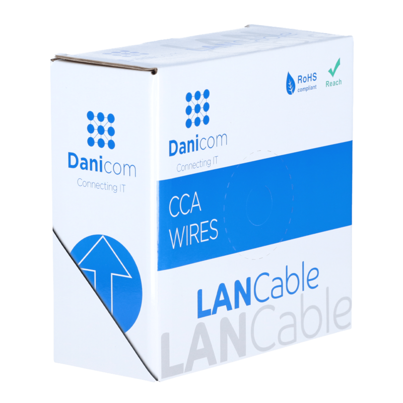 Cable CAT5e U/UTP de 50 m en carrete flexible CCA gris