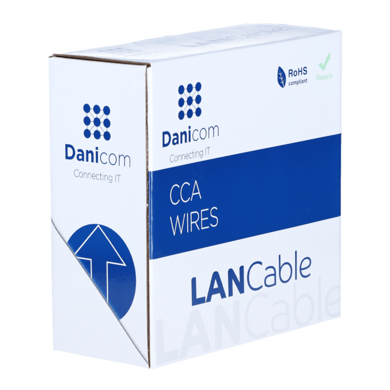 Cable CAT5e U/UTP de 100 m en carrete, flexible, gris, CCA