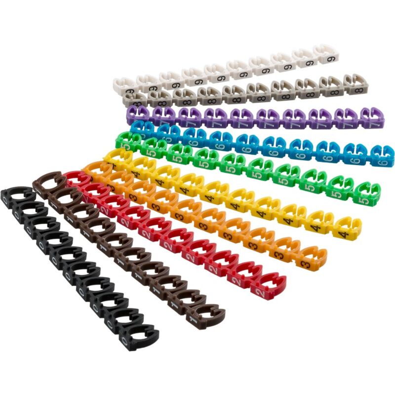 Juego de 100 marcadores de cables, 10 de cada número.
