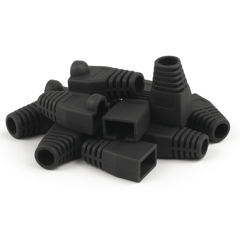 DANICOM funda para cable RJ45 negro grande - 10 unidades