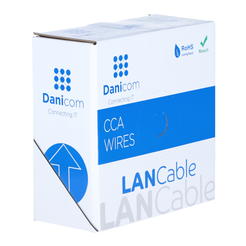 Cable CAT6 SF/UTP de 50 m en carrete, rígido, gris, CCA