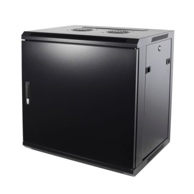 Armario de pared de 9U con puerta metálica de 600x600x500 mm (ancho x profundidad x alto)