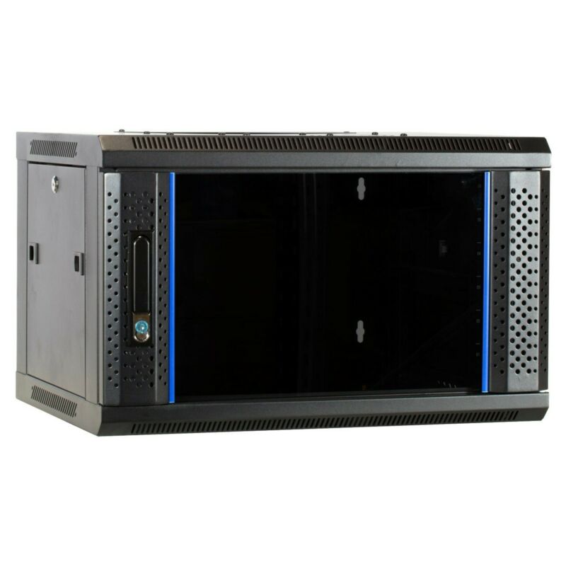 Armario de pared 6U sin montar con puerta de cristal 600x450x368 mm (Ancho x Profundidad x Alto)