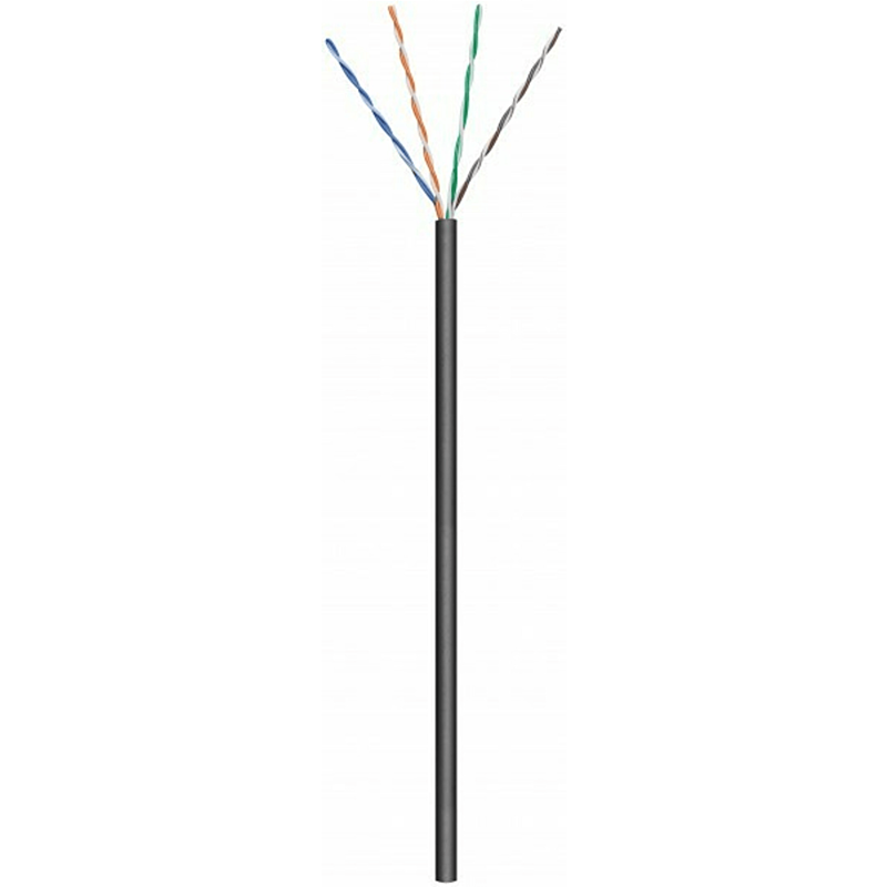 Cable CAT6 U/UTP de 100 m para exteriores en carrete, flexible, negro, CCA