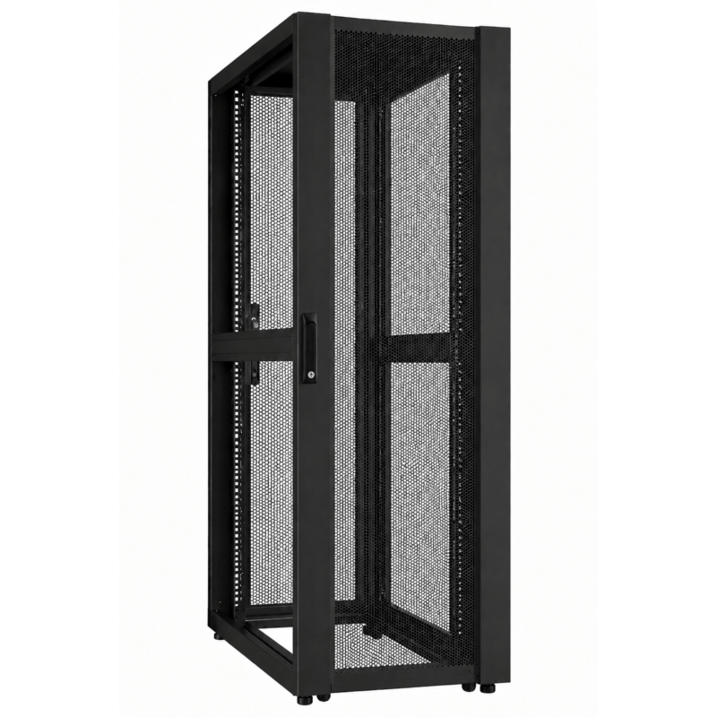 Armario para servidores de centro de datos de 42U con puerta perforada de 600x1000x2000 mm (ancho x profundidad x alto).