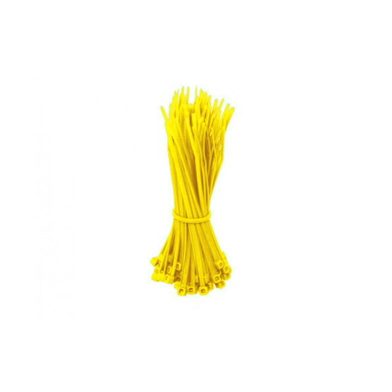 Bridas para cables de 140 mm, color amarillo - 100 unidades