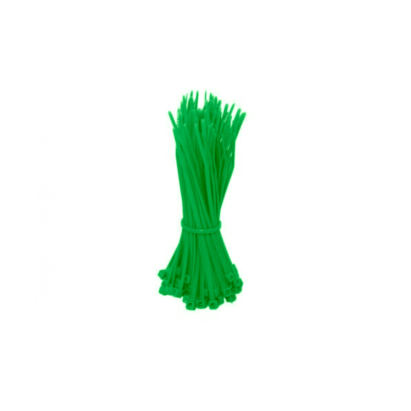 Bridas para cables de 140 mm, color verde - 100 unidades