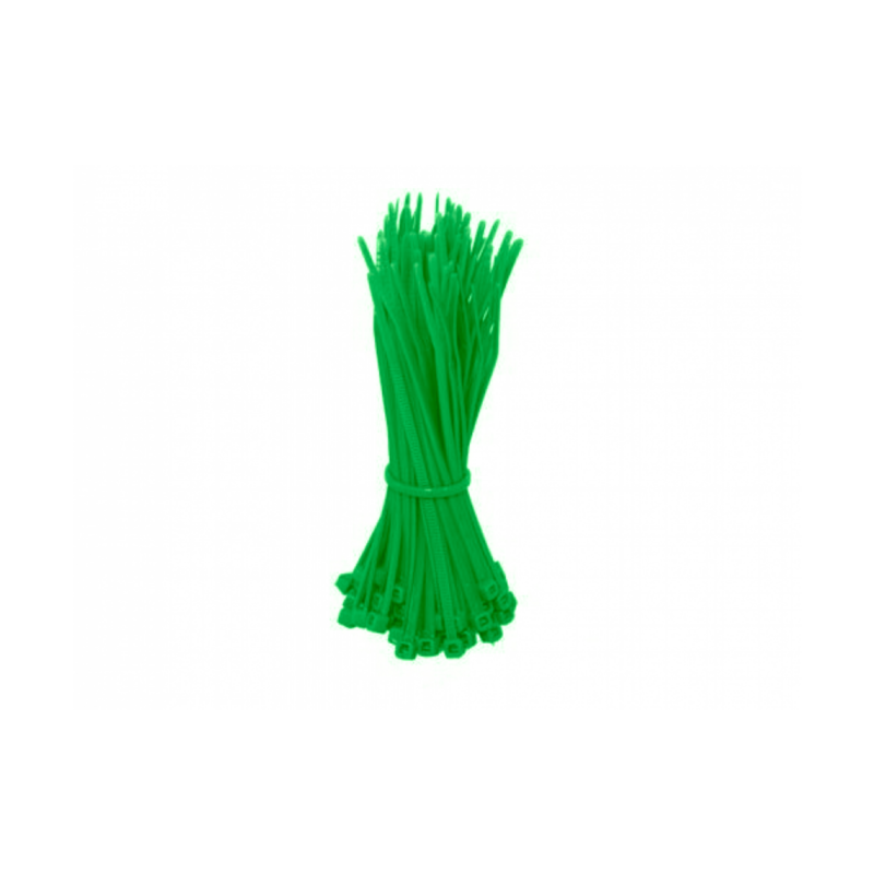 Bridas para cables de 200 mm, color verde - 100 unidades
