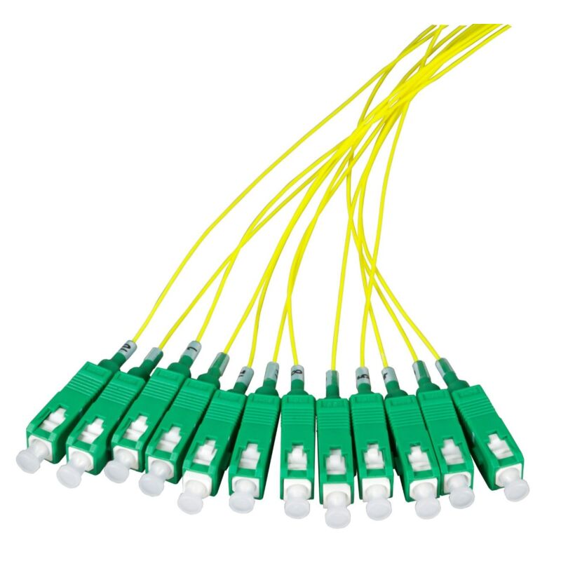 Cable flexible de fibra de vidrio OS2 amarillo SC/APC - 12 piezas