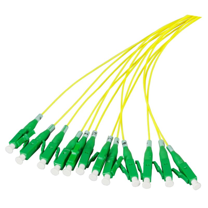 Cable flexible de fibra de vidrio OS2 amarillo LC/APC - 12 piezas
