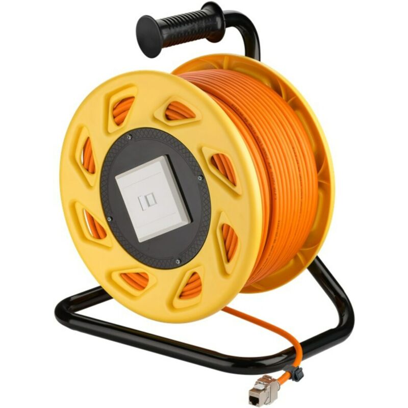 Carrete de cable CAT7 S/FTP con conector Keystone CAT6a - RJ45 - 50 metros